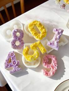 1pc Numeric Candle Mold, Easy Release, Fragrant Candle Gypsum Candle DIY Handmade Gift For Women, Silicone Mold, Anniversary, Wedding, Mother's Day, Birthday Party - A - View 6