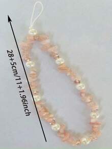 1条甜美系列水晶水钻仿珍珠吊坠粉色爱心手机挂绳，适合日常佩戴 - 粉色 - 查看 7