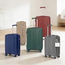 Set di 3 valigie girevoli in PP da 20"/24"/28" - Dimensioni con maniglie laterali, ganci per appendere e piedini di protezione - Serratura combinata integrata (Argento) - Argento + Polipropilene - Visualizzare 2