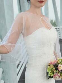 Wedding Jacket Top Removable Bolero Wedding Accessories Bridal Tulle Short Detachable Party Accessory - Multicolor - View 3
