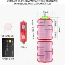 Weekly Pill Organizer With 7 Day Travel Pill Case And 161 Medicine Labels Mini Portable Medication Reminder Storage Box Pink - 1 - Xem 6