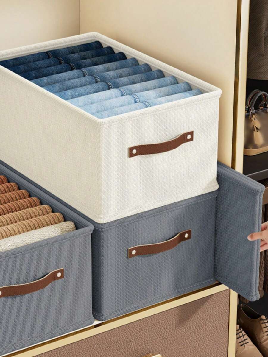 1/2pcs Beige Oxford Fabric Foldable Drawer-Style Clothing Storage Box ...