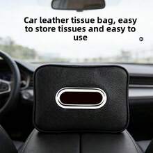 Leather Car Tissue Box, Car Tissue Paper Holder Armrest Box, Seat Back Hanging Portable Tissue Paper Bag - A - View 10