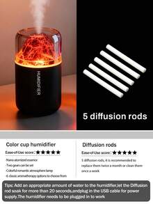 1 pieza Humidificador de volcán colorido de 180ml, adecuado para habitaciones, alimentado por USB, 2 modos de funcionamiento, luz LED de 7 colores, niebla silenciosa, purificador de aire eléctrico para el hogar, lámpara de aroma con efecto de volcán y difusor de aceites esenciales, excelente para la decoración interior - Blanco y Negro - Ver 11