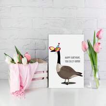 1 tấm thiệp chúc mừng sinh nhật hài hước "Chúc mừng sinh nhật chú ngỗng ngốc nghếch!", hình chú ngỗng hoạt hình ngộ nghĩnh đội mũ sinh nhật, món quà lý tưởng cho bạn thân và các dịp sinh nhật. - 18*13cm - Xem 4