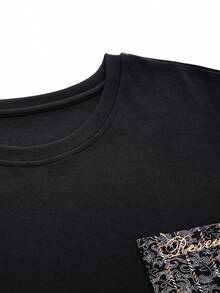 Bộ đồ ngủ nam ngắn tay và quần short kiểu dáng tối giản, thiết kế thời trang có túi, chất liệu mềm mại, thoáng khí, gồm 2 món. - màu đen - Xem 4