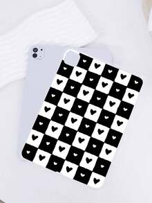 透明加厚防震UV喷漆TPU平板电脑保护套，简约黑白格纹心形图案设计，适用于第十代苹果手机，9.7/10.2/10.5/10.9/11英寸，Air 11英寸（M2）- 2024，Pro 11英寸（M4）- 2024 - 彩色 - 查看 5