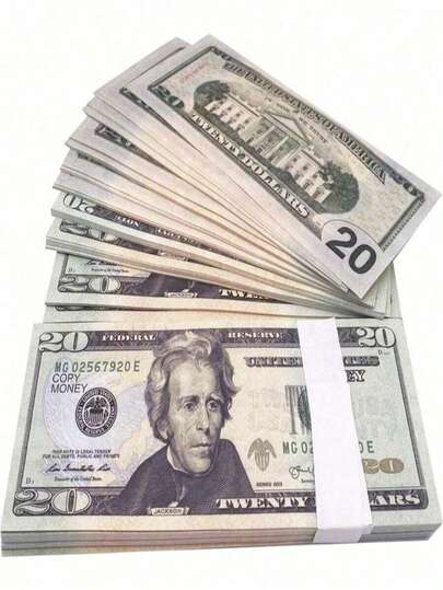 300pcs Prop Fake Money, Realistic $20 Bills, Suitable For Movie/Video Shooting, Board Games, Magic, Birthday/Wedding Party Decoration, Party Games, Ideal Gift For Halloween, Christmas, Thanksgiving