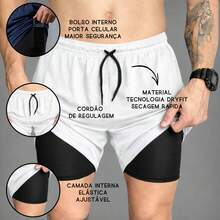 Kit Of 3 Short 2-In-1 Dry Fit Lined Men's Gym Shorts For Running And Training With Elastane - Negro/Blanco/Azul Real - Ver 4