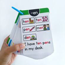 64张闪卡，我会读英语拼读闪卡，107张CVC拼读卡，学习英语词汇认知卡，儿童记忆玩具，感官卡，CVC拼读，空白闪卡，拼读，闪卡，教育玩具，阅读障碍，自闭症玩具，儿童教育玩具 - 彩色 - 查看 9