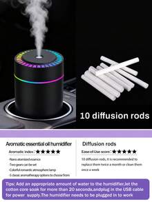 180ml Car Humidifier With Romantic Night Light, Thick Mist & Quiet Operation, Auto Timing, 5 Essential Oil Options, Car Air Freshener, Interior Decor, Suitable For Women, Gift For Valentine's Day, Mother's Day, Birthday, Children's Day, Father's Day, Graduation, Wedding, Housewarming - Cylinder - View 11