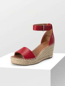 Women's Wedge Sandals Open Toe Espadrilles Sandals Comfortable Dressy Ankle Strap Platform One-Strap Sandals Suitable For Work Beach Holiday Summer Shoes - 紅色 - 查看 6