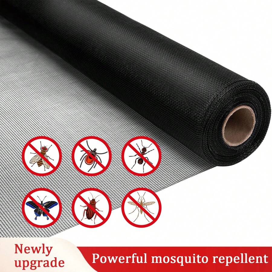 1pc Black DIY Trimable Anti-Mosquito Mesh Net, High Density Invisible Fly Proof Window Screen, Multi-Scene Applicable Anti-Insect & Bird Net - Mosquito Screen - View 1