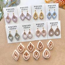 Woven Line Series Soft Clay Jewelry Mold, Bohemian Style Earring Mold, Valentine's Day Spring Polymer Clay Knife, Creative Valentine's Day Jewelry DIY Handmade Earrings 3D Embossing Cutting Tool - Apricot - View 1