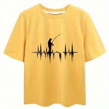 1PC 持久耐用且可水洗的钓鱼心电图热转印贴片，可粘贴贴纸，由塑料制成，带有贴花细节，适用于 T 恤、牛仔裤、连帽衫、背包、手提包、枕头和复古棒球衫等项目。 - L - 查看 5