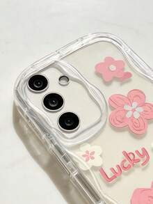 1 chiếc ốp lưng điện thoại in hình hoa may mắn độc đáo, viền lượn sóng, tương thích với Samsung A14/A15/A16/A17/A04/A05/A06/A07/A54/A55/A56/A57/A34/A35A/36/A37/S26/S26Plus/S26Ultra, SMART7/8/9/10, Honor 400/400Pro/200/200Pro/X7C/X8C/X9C, 10C/13C, phiên bản quốc tế, không phải phiên bản nội địa. - Màu kem trong suốt - Xem 2