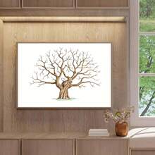 1 pieza Árbol de huellas dactilares en lienzo - Decoración de pared resistente al agua para árbol familiar, adecuado para cumpleaños, aniversario y boda, diseño de arte de huellas dactilares, patrón de huellas dactilares detallado - Blanco - Ver 7