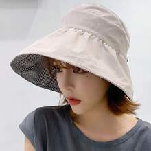 Foldable Sunscreen Hat New Big Brim Cotton Empty Top Cap Double Sided UV Protection Sun Hat OHH3 - Pink - View 7