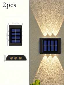 4件組太陽能壁燈 6-LED 太陽能圍欄燈 戶外雙頭防水花園燈，適用於庭院、別墅、陽台、花園、小徑、樓梯、泳池邊裝飾，營造溫馨氛圍 - 太陽能壁燈 - 查看 9