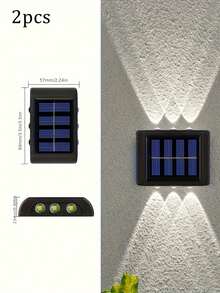 4件組太陽能壁燈 6-LED 太陽能圍欄燈 戶外雙頭防水花園燈，適用於庭院、別墅、陽台、花園、小徑、樓梯、泳池邊裝飾，營造溫馨氛圍 - 太陽能壁燈 - 查看 11