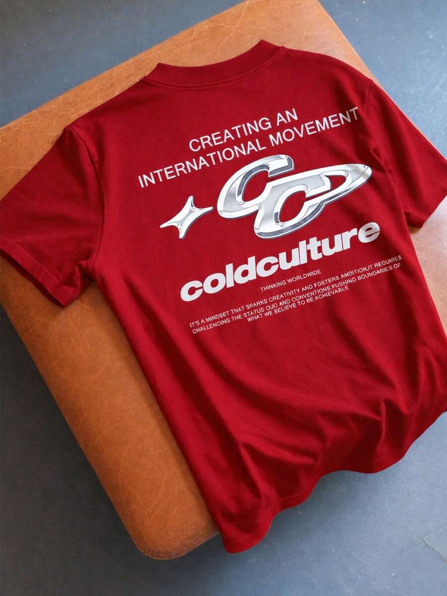 OVDY Unisex Vintage Street Graphic Oversized T-Shirt, Music Festival Tee - Red - View 1