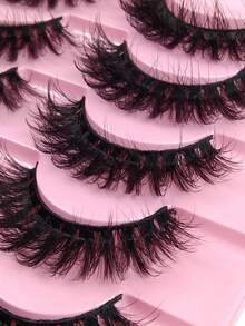 10 Pairs 3D Fluffy Volume Faux Mink Lashes Black Band False Eyelashes Thick False Eyelashes Curling False Eyelashes Dense False Eyelashes Reusable Makeup Essential For Daily Wear Strip Lashes,Lashes,Eyelashes,Fake Lashes - Black - View 7