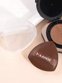 MAANGE 1pc Triangle Makeup Sponge Puff With Storage Box, Soft Texture, Wet & Dry Use, Reusable Makeup Tool For Foundation, Powder, And Cream, Portable Travel Gift, Suitable For Women And Girls - Coffee Brown - View 4