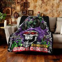 1PC 3D Monster Jam Monster Truck Cartoon Blanket, Edgy Gift For Motorsports Fans, Themed Man Cave Decor, Retro Sci-Fi Party Accent & Race Day Souvenir,Soft Throw Blanket For Home Bedroom Bed Sofa Picnic Travel Office Cover Blanket, Multiple Sizes 50x60 To 60x80 Inches - Nhiều màu 1 - Xem 4