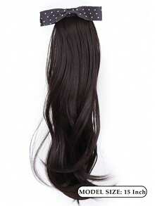 38厘米女士合成纤维马尾假发，高品质合成纤维发夹，蓬松丰盈的编织假发 - 彩色 - 查看 2