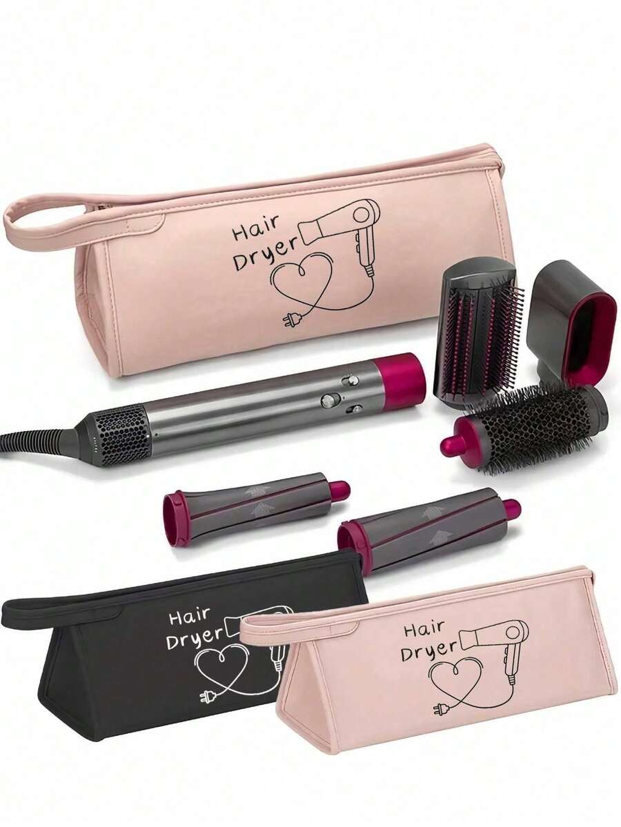 1个吹风机收纳包,简约文字和吹风机图案,造型器整理包,可折叠旅行包,带提手和顺滑拉链,适用于造型器和Shark Flexstyle吹风机,小型折叠吹风机,母亲节礼物,毕业礼物,旅行礼物,复活节礼物,返校礼物,母亲节礼物 - 彩色 - 查看 1