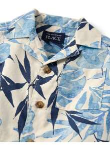 The Children's PLACE Baby And Toddler Boys Tropical Leaf Poplin Button Up Shirt - 珍珠藍 - 查看 2
