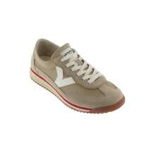 Zapatillas Victoria Saturno Rejilla Mujer Beige - Sneakers unisex de tejido tipo malla con serraje a tono. V lateral en piel blanca, suela bicolor de goma con patín dentado de EVA caramelo. Perfectas para mujeres que buscan comodidad y estilo en sus looks casuales. - Beis - Ver 3