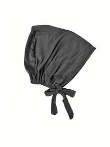 1pc Silky Cotton Wide Brim Drawstring Neck Gaiter Cap - Turban Hat - View 3