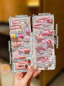 20 piezas Clips de flequillo lateral de estilo de dibujos animados para niñas, aptos para uso diario - Multicolor - Ver 3
