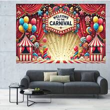 1 Piece Of Carnival Banner With Balloons And Stars - A Vibrant Circus-Themed Decoration Suitable For Parties, Weddings, And Holidays|Durable Polyester Fiber Party Decorations, Ideal Gifts For Family Gatherings And Celebrations, Room Decoration Accessories|Vibrant And Grand Dance Design|Visually Appealing Decoration - 多色 - 查看 3