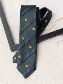 1pc Burgundy, Olive Green, Pink Crown Handmade Necktie, Suitable For School/Street Casual, Couple Style, Daily Wear - Multicolor - View 10