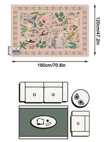 1件装现代优雅清新INS风地毯 - 野生动植物元素田园设计 - 柔软仿羊毛地毯，适用于浴室、厨房、玄关、走廊、床边、客厅、卧室，可机洗，家居装饰 - 彩色 - 查看 15