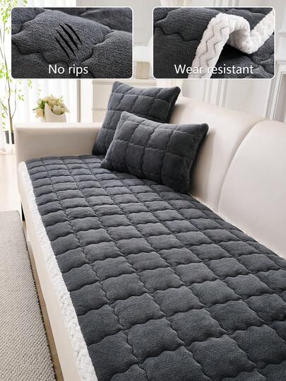 1 Piece Modern Minimalist Chenille Sofa Cover Fashionable Design With Pom-Pom Pendants, Featuring Anti-Slip, Scratch-Resistant, Dust-Proof And Stain-Resistant Properties. This Pet-Friendly Sofa Protector Is Suitable For 1-Seater, 2-Seater, 3-Seater, 4-Seater And L-Shaped Sofas. Four-Season Universal Use, Ideal For Decorating And Protecting Sofas In Bedrooms, Studies, Dining Rooms And Living Rooms. Machine Washable, Hand Washable Available.