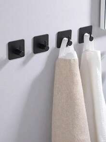 1/3pcs Self-Adhesive Wall Hooks - Strong White/Black Bathroom Towel Hooks - Kitchen Towel Racks - Sticky, Heavy Duty, Waterproof, Suitable For Bathroom Towel Racks, Tea Towel Racks - Multicolor - View 5