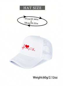 1顶时尚海绵帽，心形心电图印花，成人卡车司机帽、棒球帽、钓鱼帽，趣味礼物帽，男女皆宜，春夏款 - 彩色 - 查看 5