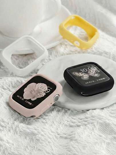 1 pieza Funda protectora de TPU mate negro y silicona a prueba de golpes compatible con IWatch de 38mm, 40mm, 41mm, 42mm, 44mm, 45mm, funda de reloj suave y de moda compatible con Apple Watch Series 9, 8, 7, 6, 5, 4, 3, 2, 1, SE3, accesorios de funda de reloj, adecuado para uso diario, fiestas, negocios, excelentes regalos de Navidad, cumpleaños, regreso a la escuela, vacaciones para mujeres y hombres