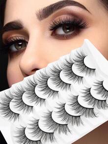 7 Pairs 3D 4-20mm Air-Arcturus Natural Wispy Lashes Fluffy Eyetail Elongated Cat Eye False Eyelashes - Black - View 1