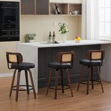 Barstools - สีดำ + หนัง PU + โฟม - ดู 4