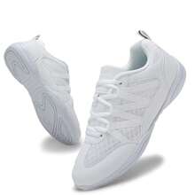 女士白色啦啦队鞋，防滑啦啦队舞蹈鞋，适合女孩、青少年、团队训练和比赛 - 白色 - 查看 9