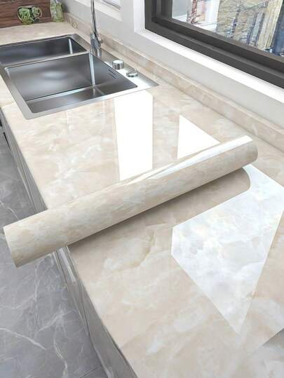 1 Roll, Glossy Marble Pattern Wallpaper, Tile Floor Sticker/3D Wall Decal, Self-Adhesive Waterproof Oil-Proof PVC, Ceiling Tile Pattern, Suitable For DIY Decorative Wallpaper Roll, Applicable For Living Room, Kitchen, Bedroom Home Decor And Bathroom Decor.