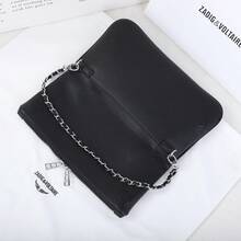 New Women's Chain Rhinestone Wing Envelope Bag, Fashionable And Versatile, Small Square Shoulder Bag/Crossbody Bag. - Black - View 5