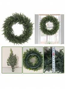 1/2pcs 41cm/16.14in Artificial Cedar Wreath, Fragrant Laurel Wreath, Boxwood Wreath, Realistic Greenery, PE Material, Suitable For School, Dorm, Office, Outdoor Party, Holiday, Birthday, Wedding, Home Decor, Easter, Mother's Day - Green - View 12