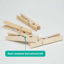 Wooden Clothes Pins,50 Pack, 2.9 Inch, Large Natural Birchwood Rust, Moisture Resistant Clothes Pegs, Heavy Duty Clothespins,Clothes Pins For Craft, Clips For Pictures - B - View 3