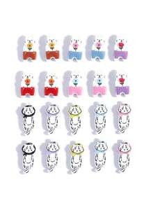 2pcs Double-Sided Zinc Alloy Painted 3D Cute Cat Pendant Charms, Bag Accessories - Cartoon Cat - View 2