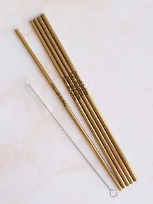 Bộ ống hút kim loại tái sử dụng cá nhân hóa, quà tặng tiệc tùng theo yêu cầu, quà tặng khách mời đám cưới, ống hút bằng thép không gỉ khắc chữ. - Nhiều màu - Xem 5